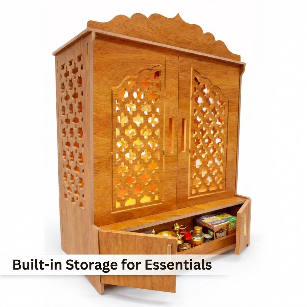 Rivyaa Wooden Pooja Mandir with Doors - Rivyaa