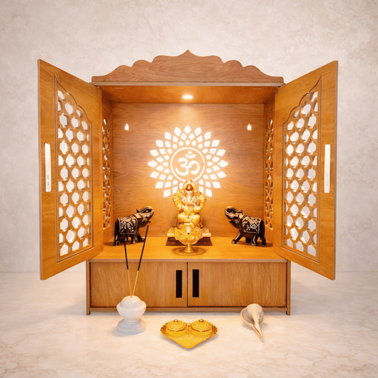 Rivyaa Wooden Pooja Mandir with Doors - Rivyaa