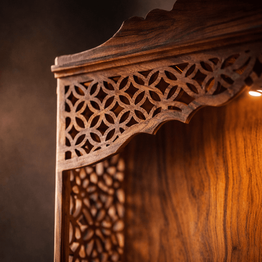 Rivyaa LED Wooden Om Pooja Mandir - Rivyaa